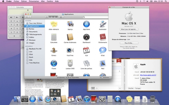 Bureau de Mac OS X Lion et sa nouvelle interface