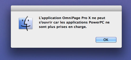 Suppression du support PowerPC Mac OS X Lion