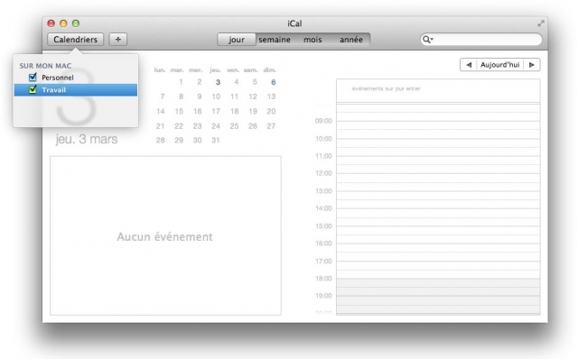 iCal vue par jour avec le mini calendrier - 10.7