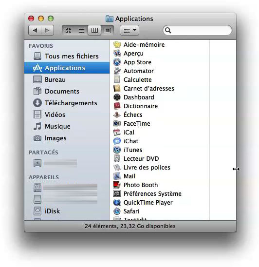 Redimensionnement Mac OS X Lion