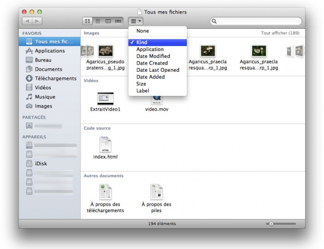 Exemple de recherche tous mes fichier Mac OS 10.7