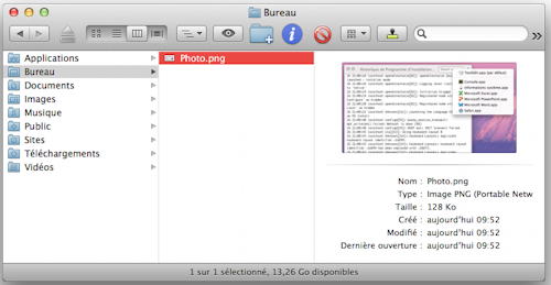 Aperçu en mode vue par colonne dans Mac OS X Lion