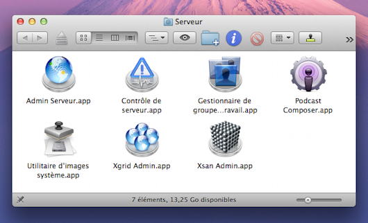 Les outils serveur lors de l'option à l'installation de 10.7