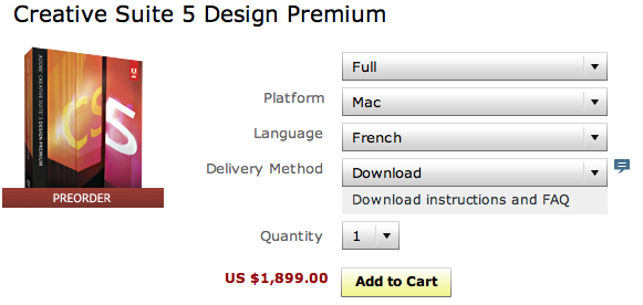 Adobe CS5 Design premium boxed FR in the USA