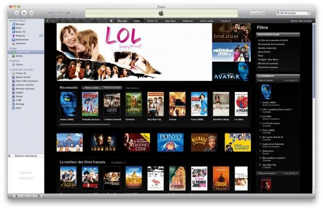 Les films dispo sur l'iTunes Store France