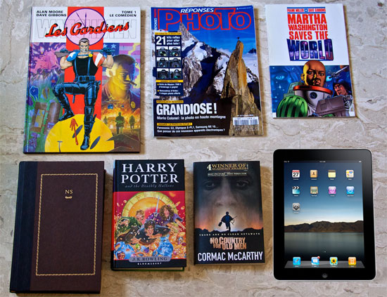 iPad vs books - above