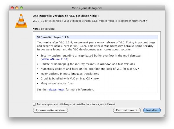 VLC mis à jour